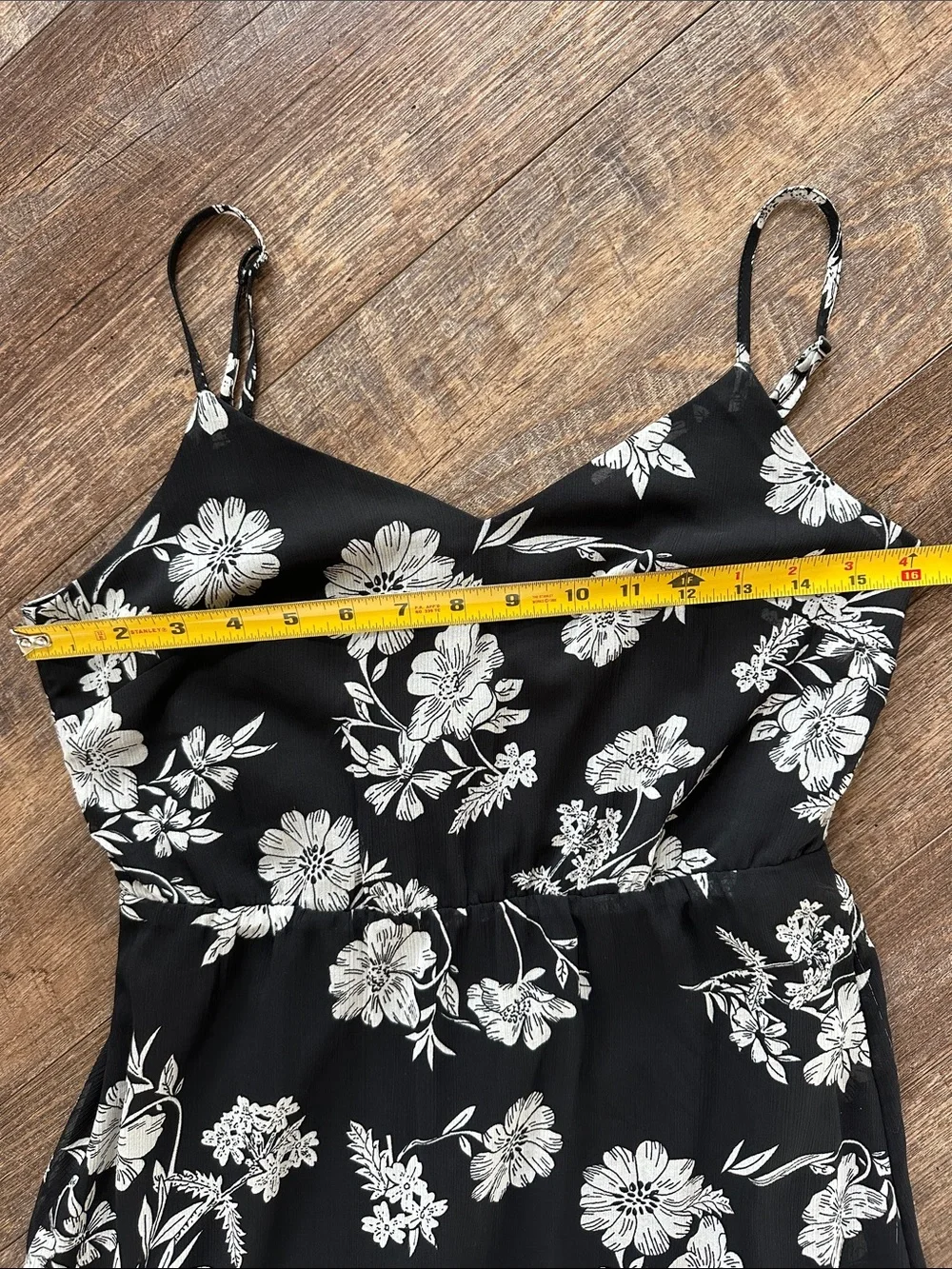 J Crew Tiered Black and White Floral Dress